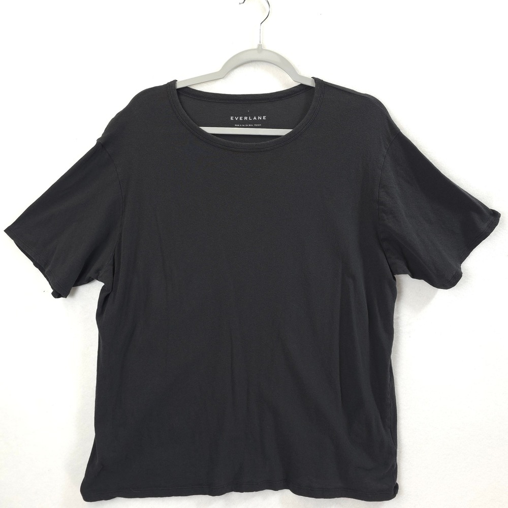 Everlane Air Tee Short Sleeve Black Women Large Minimalist Basic Cotton